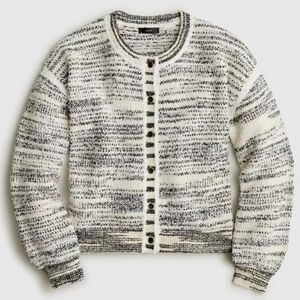 J. Crew Space-dyed Textured Cardigan Sweater Ivory/Black Size Large